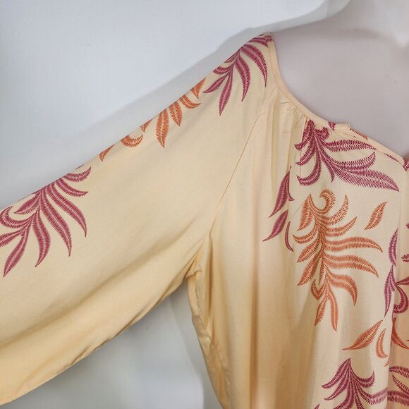 Lascana for Venus Tunic Top XL Orange Pink Long Sleeve V Neck Floral Coverup - Picture 6 of 12